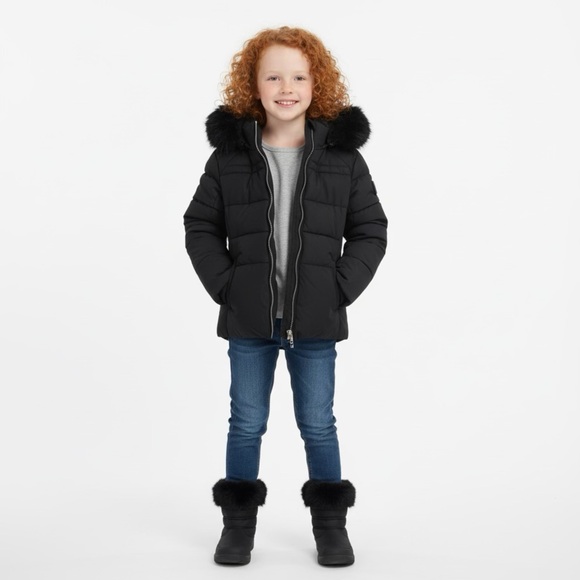 ZeroXposur Girls Warm Hooded Puffer Coat Black